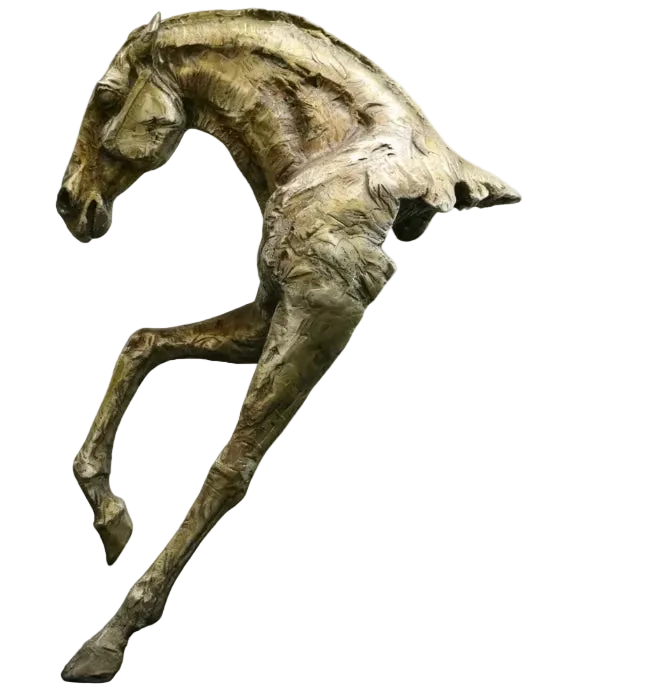 Textured Resin Horse Floor Sculpture