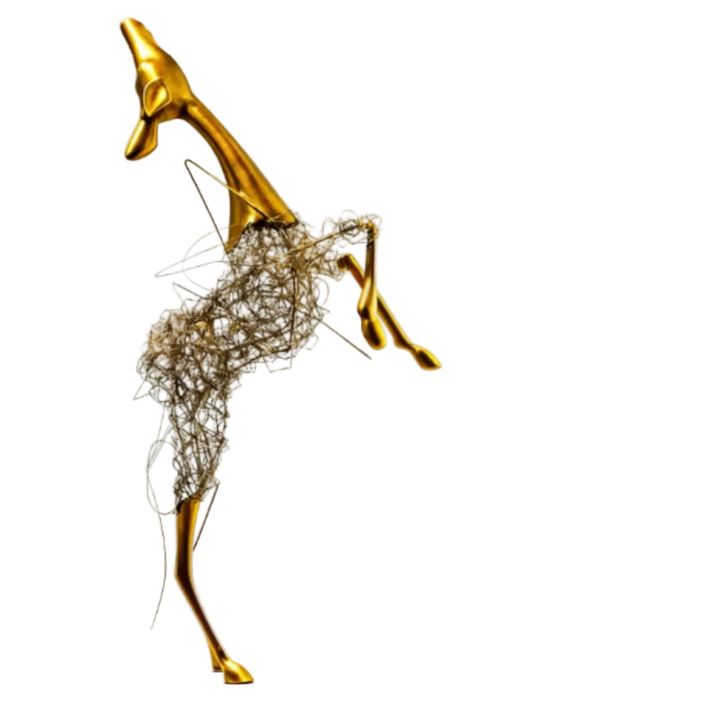 Gold Wire Fiberglass Deer Floor Sculpture