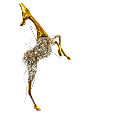Gold Wire Fiberglass Deer Floor Sculpture