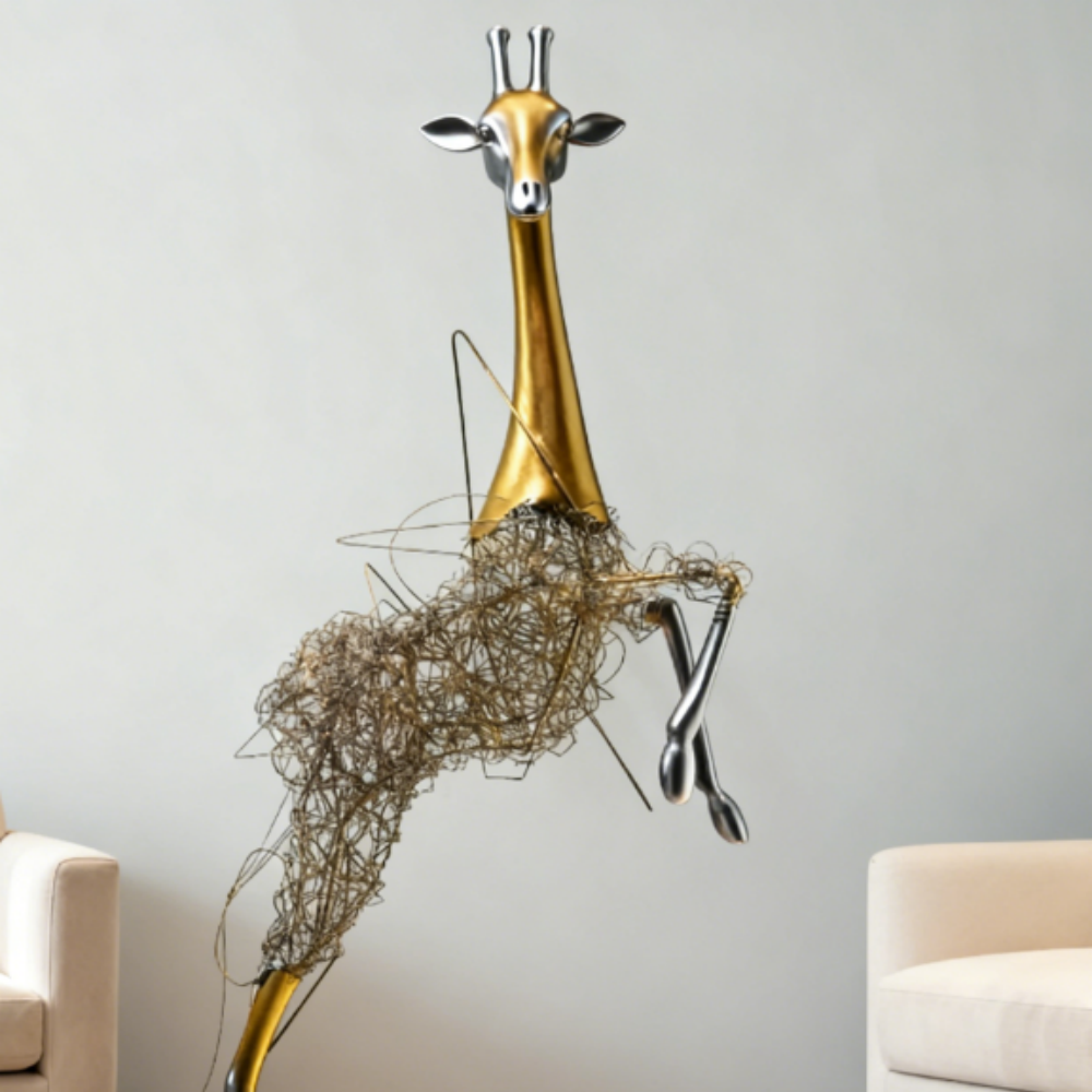 Gold Wire Fiberglass Deer Statue Resin Art Sculpture-OVERSCALE ART