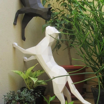 Wall Mounted Cat Sculpture Modern 3D Fiberglass Decor