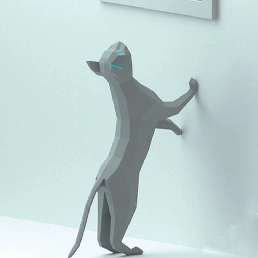 Wall Mounted Cat Sculpture Modern 3D Fiberglass Decor